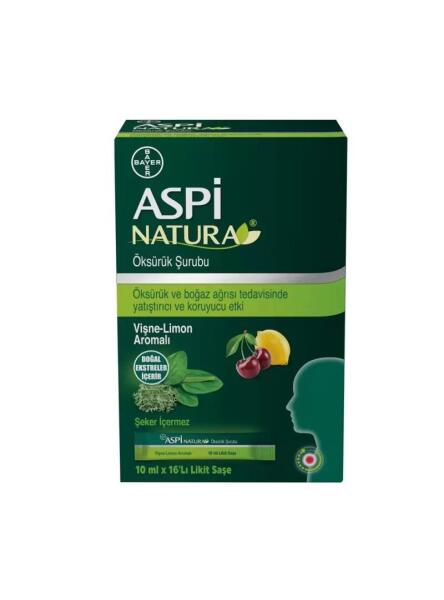 Aspi Natura Öksürük Şurubu Vişne Limon Aromalı 16x10 ml Likit Şase - 1