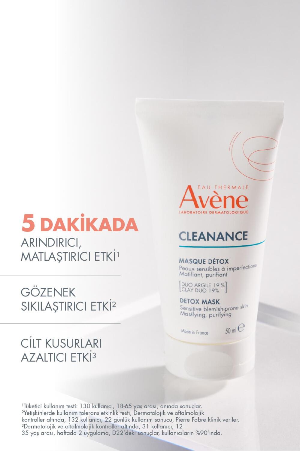 Avene Cleanance Hassas ve Lekeye Eğilimli Ciltler için Matlaştırıcı ve Arındırıcı Kil İçerikli Maske 50 ml - 2