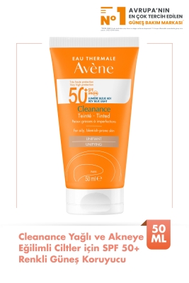 Avene Cleanance Yağlı ve Akneye Eğilimli Ciltler için SPF 50+ Renkli Güneş Koruyucu 50 ml - 1