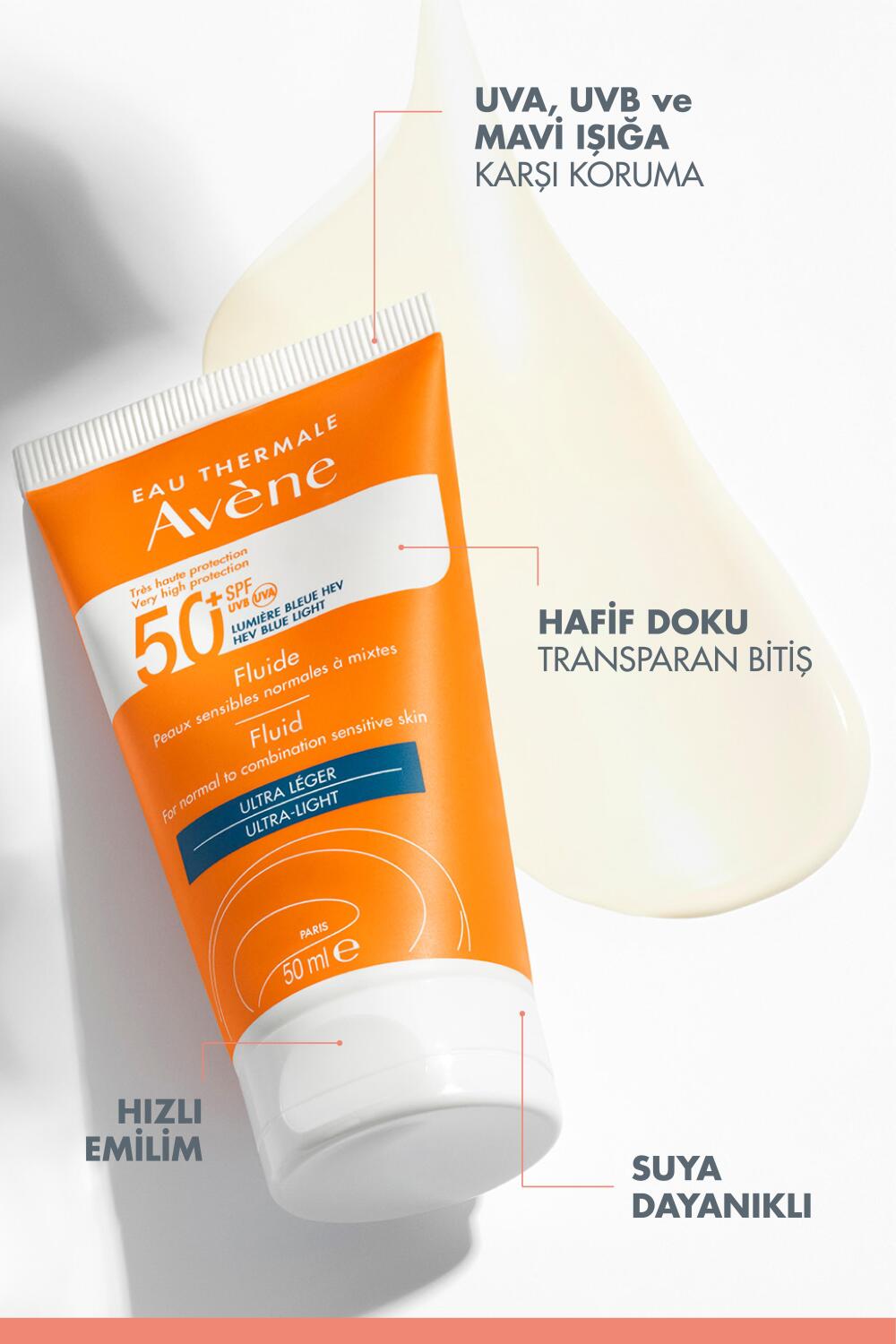 Avene Fluide SPF 50+ Normal/ Karma Ciltler için Güneş Koruyucu 50 ml - 3