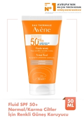 Avene Fluide SPF 50+ Normal/ Karma Ciltler için Renkli Güneş Koruyucu 50 ml - 1