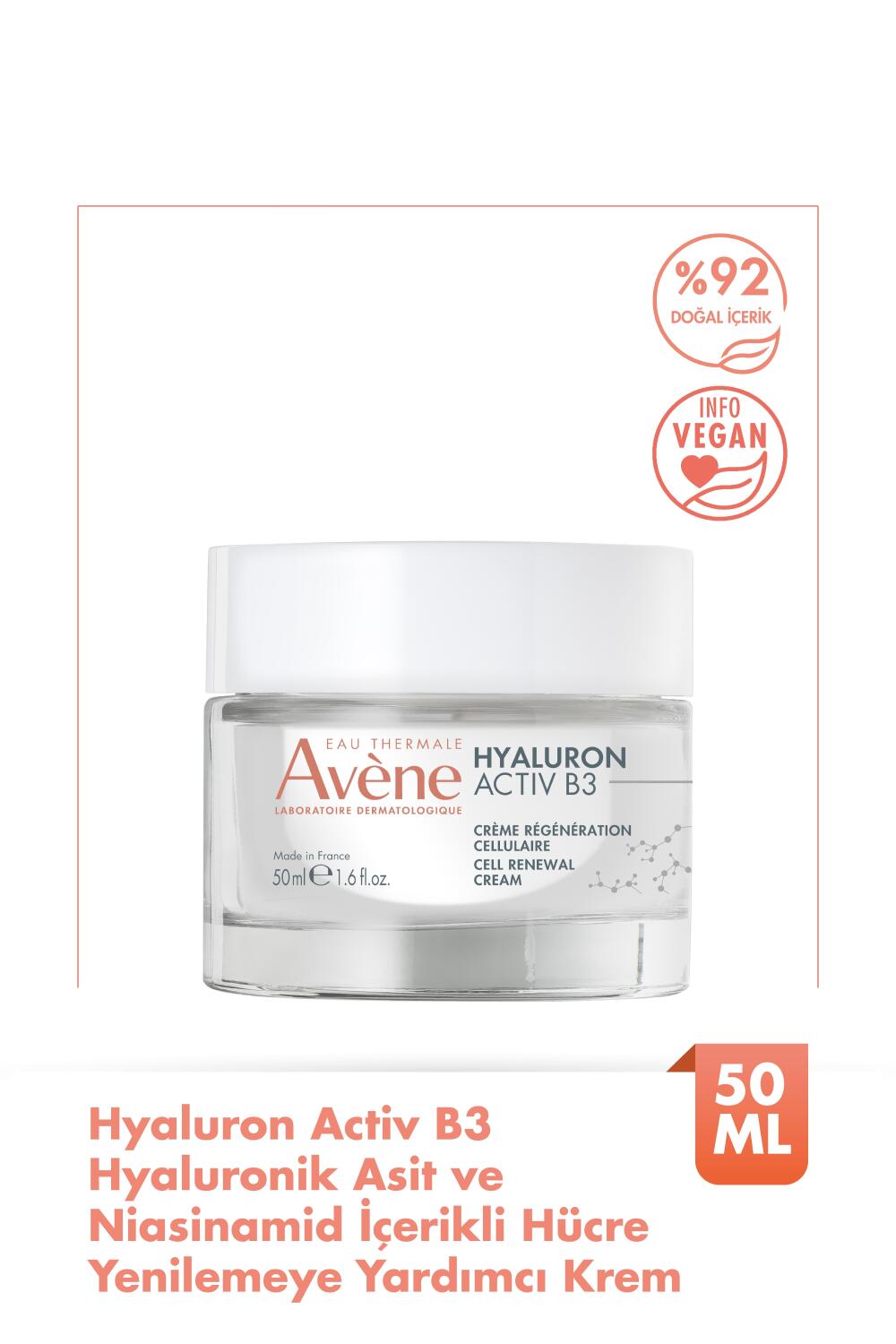 Avene Hyaluronik Asit ve Niasinamid İçerikli Hücre Yenilemeye Yardımcı Krem 50 ml - 1