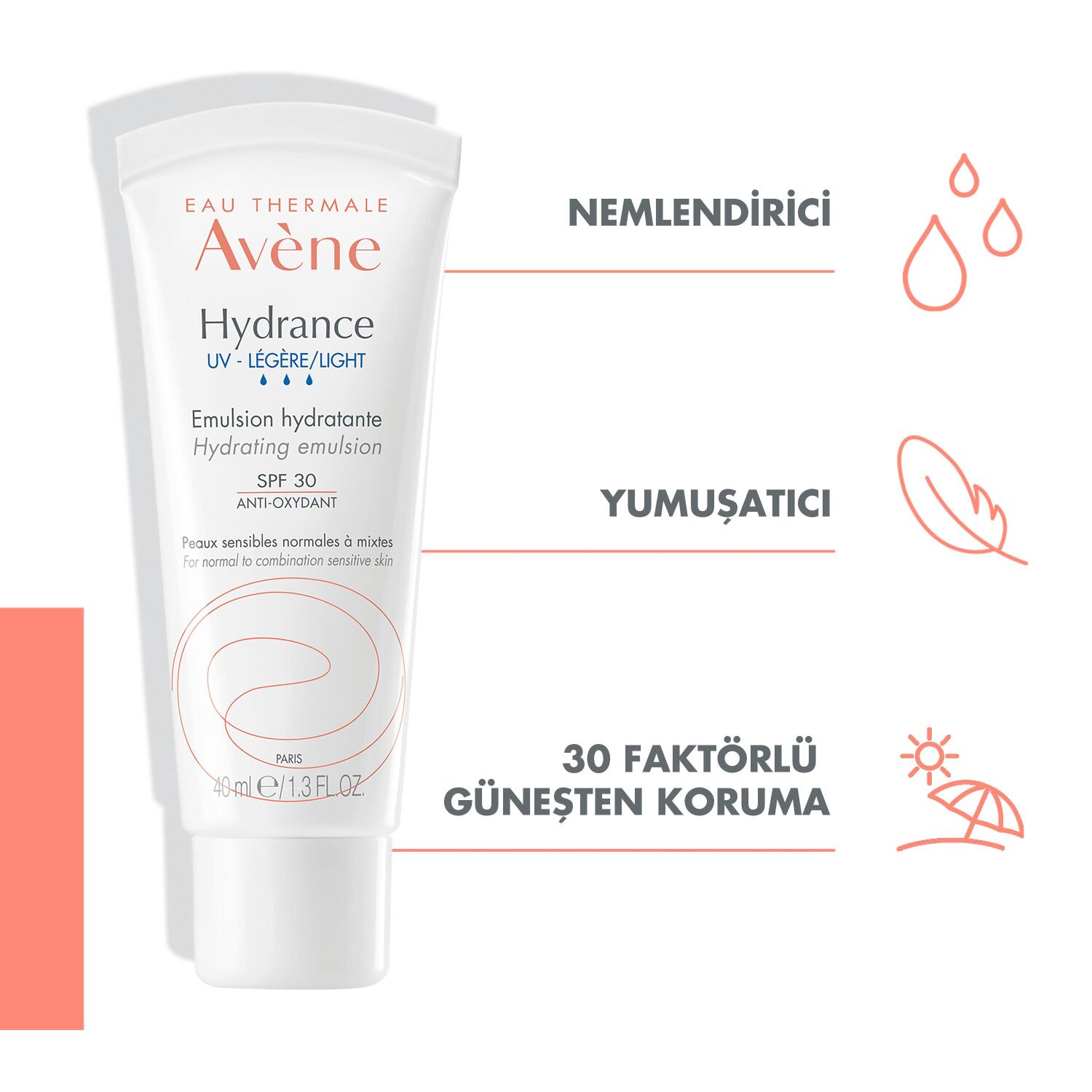 Avene Hydrance Light SPF30+ Hassas ve Karma Ciltler için Güneş Korumalı Nemlendirici Emülsiyon 40 ml - 2