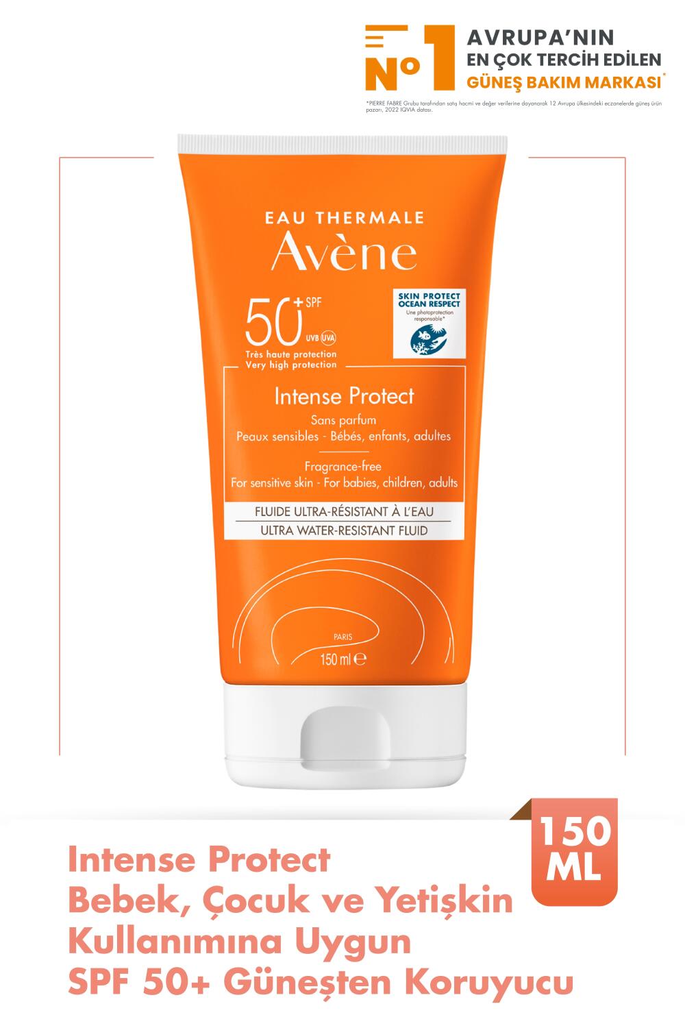 Avene Intense Protect Bebek, Çocuk ve Yetişkin Kullanımına Uygun SPF 50+Güneşten Koruyucu 150 ml - 1