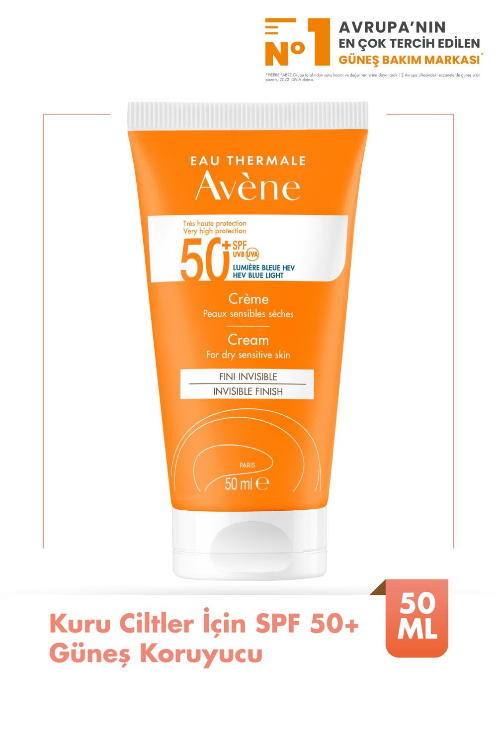 Avene Kuru Ciltler için SPF 50+ Güneş Koruyucu 50 ml - 1