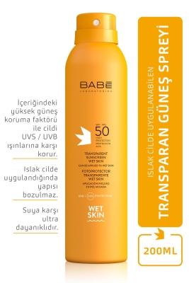 Babe Transparent Sunscreen Wet Skin SPF 50 + -Islak Cilde Uygulanabilen Güneş Spreyi 200 ml - 2