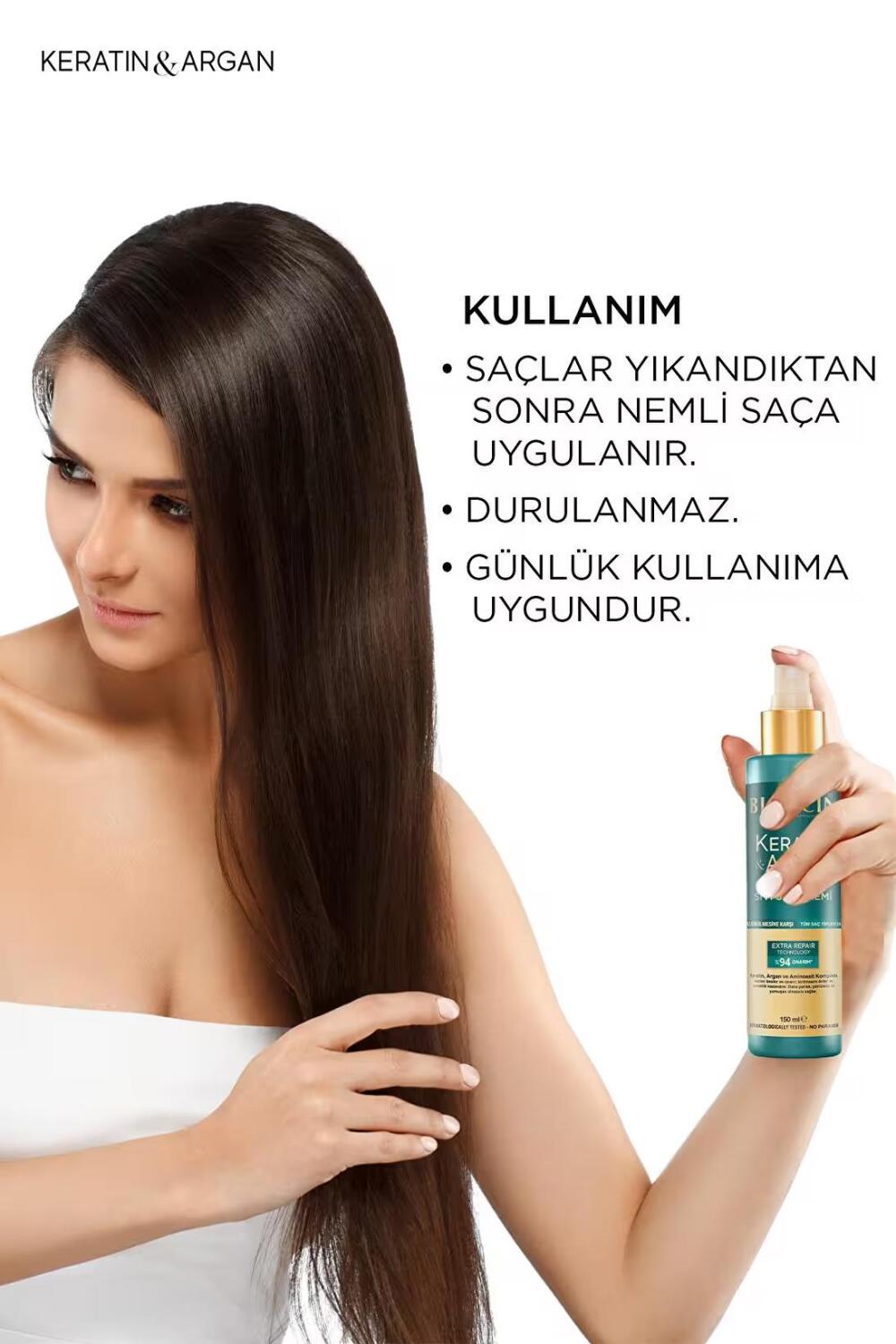 Bioxcin Keratin & Argan Onarıcı Sıvı Saç Bakım Kremi 150 ml - 4