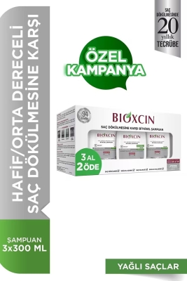 Bioxcin Klasik Bitkisel Yağlı Saçlar için Dökülme Karşıtı Şampuan 3x300 ml - 1