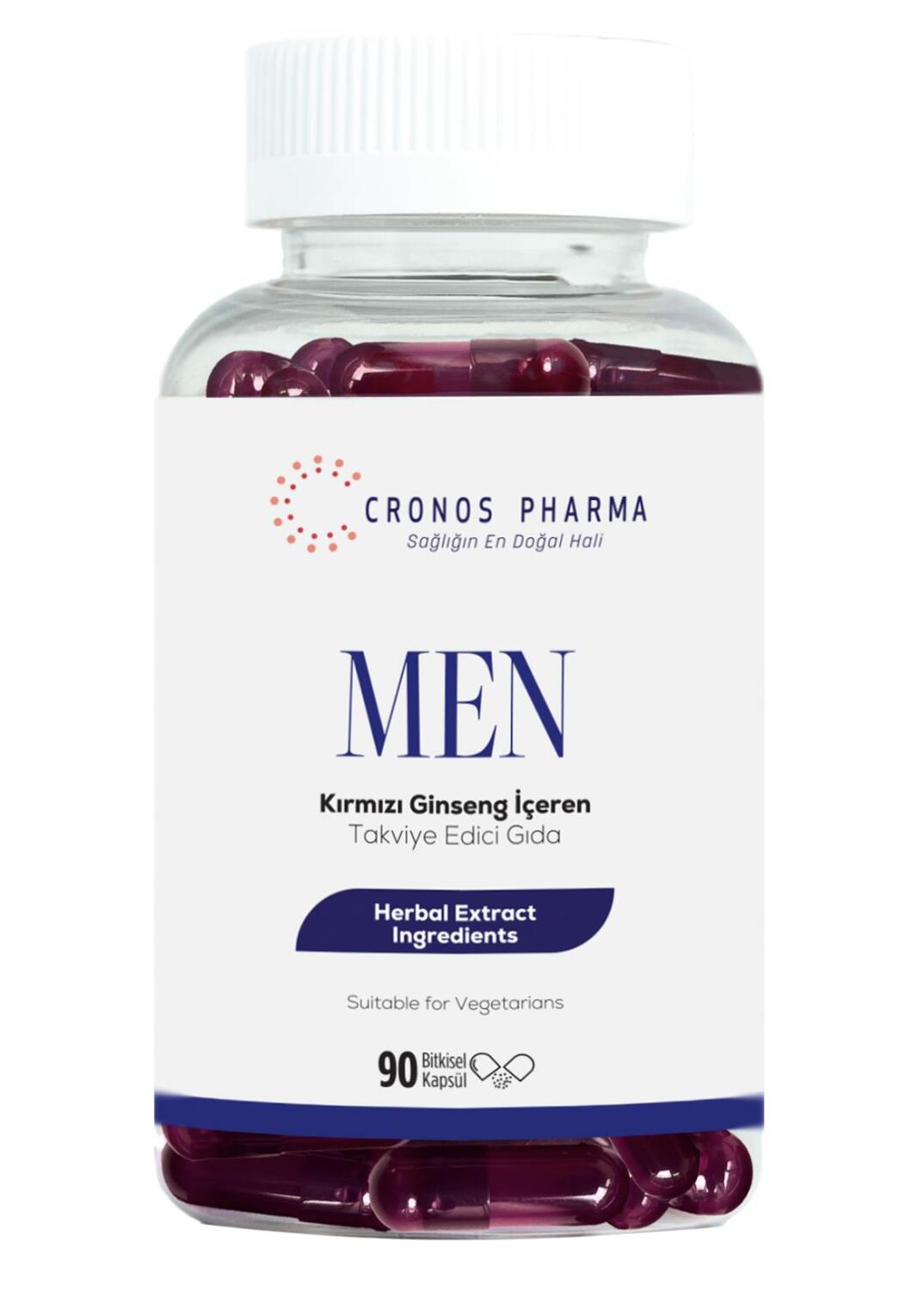 Cronos Pharma Men Kırmızı Ginseng İçeren 90 Bitkisel Kapsül - 1