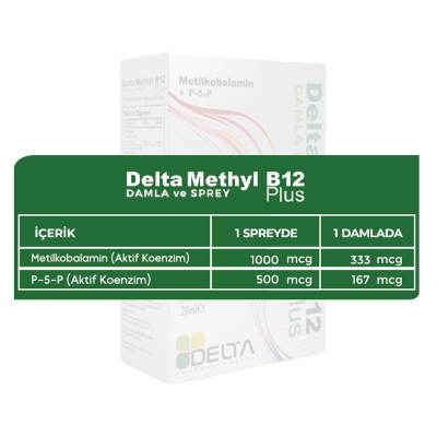 Delta Methyl B12 Plus Spray Damla Metilkobalamin 20ml - 2