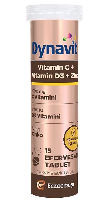 Dynavit Vitamin C + Vitamin D3 + Zinc 15 Efervesan - 1