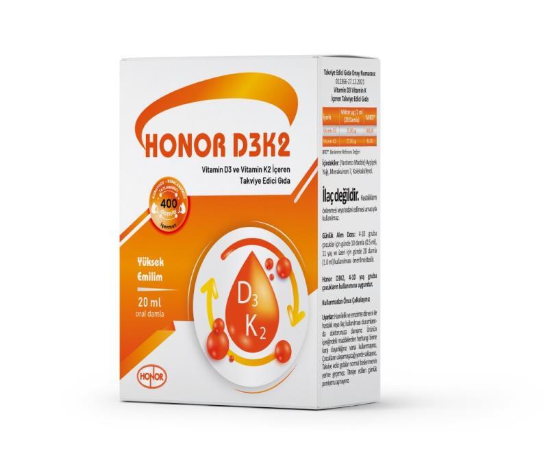 Honor D3 K2 Vitamin D3K2 Damla 20ml - 1