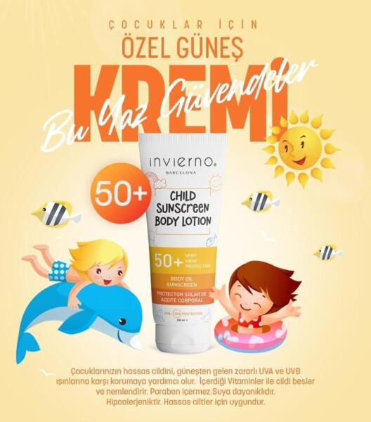 Invierno Barcelona LLC.SPF 50 Çocuk Güneş Losyonu 200 ml - 2