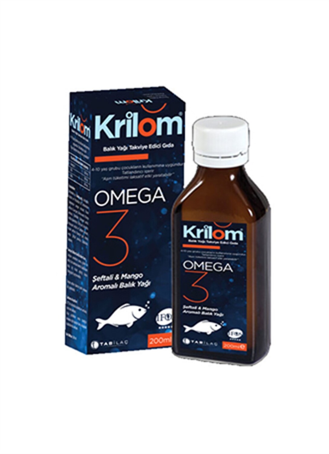 Krilom Omega 3 Şeftali & Mango Aromalı Balık Yağı 200 ml - 1