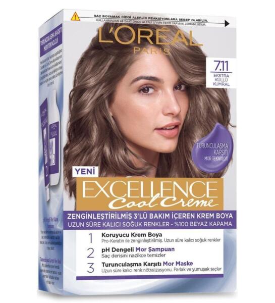 Loreal Paris Excellence Cool Creme 7.11 Ekstra Küllü Kumral - 1