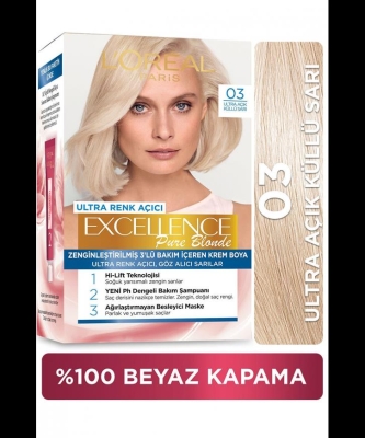 Loreal Paris Excellence Pure Blonde 03 Ultra Açık Küllü Sarı - 1