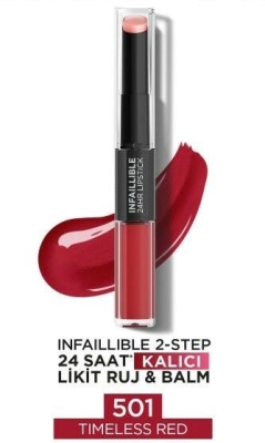 Loreal Paris Infaillible 2-step 24 Saat Kalıcı Likit Ruj & Balm - 501 Timeless Red - 2