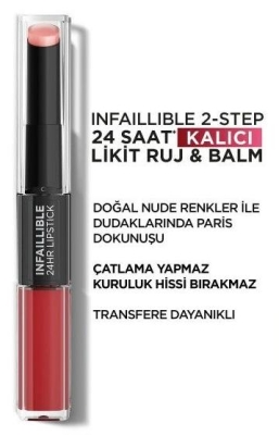 Loreal Paris Infaillible 2-step 24 Saat Kalıcı Likit Ruj & Balm - 501 Timeless Red - 3