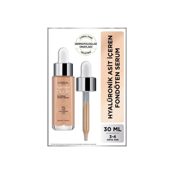 Loreal Paris True Match Nude Plumping Tinted Serum 3-4 Light Medium - 2