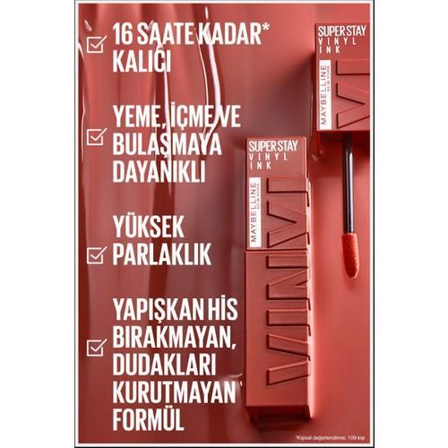 Maybelline New York Super Stay Vinyl Ink Likit Parlak Ruj 120 Punchy - 3