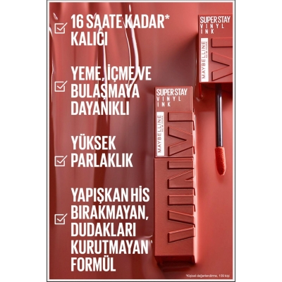 Maybelline New York Super Stay Vinyl Ink Parlak Ruj 130 Extra - 5