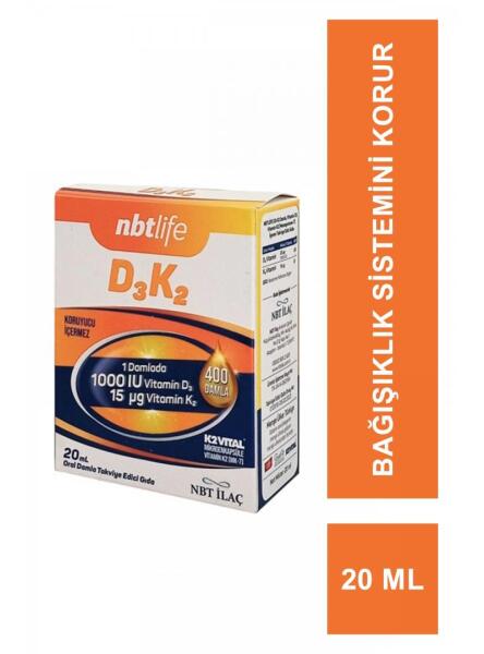 NBTLife D3K2 Vitamin D3 Vitamin K2 Oral Damla 20ml - 1