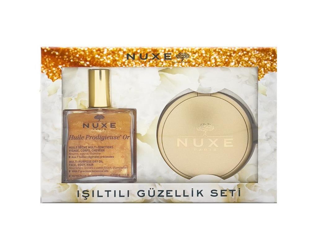 Nuxe Işıltılı Güzellik Seti - Or Kuru Yağ 100 ml + Kompakt Pudra 25 gr - 1