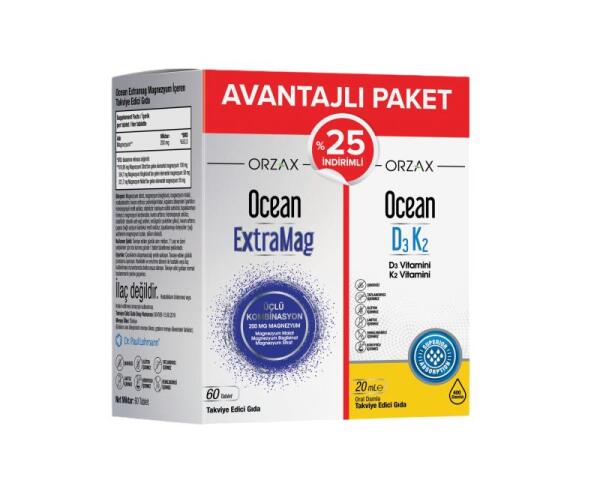 Ocean Extramag 60 Tablet + Ocean D3K2 Damla 20 Ml %25 İndirimli - 1