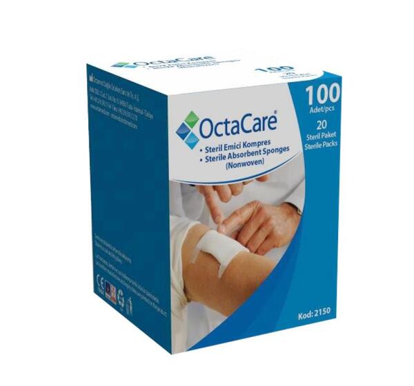 OctaCare 7.5cm x 7.5cm 100'lü Steril Emici Kompres Gazlı Bez - 1