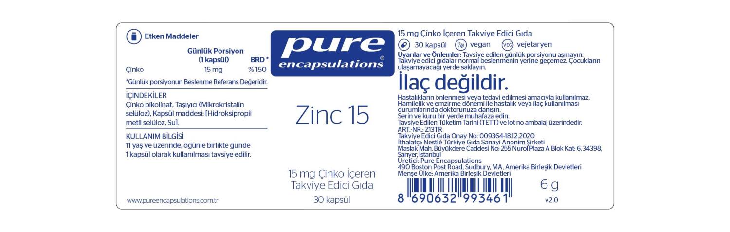 Pure Encapsulations Zinc 15 30 Kapsül - 2