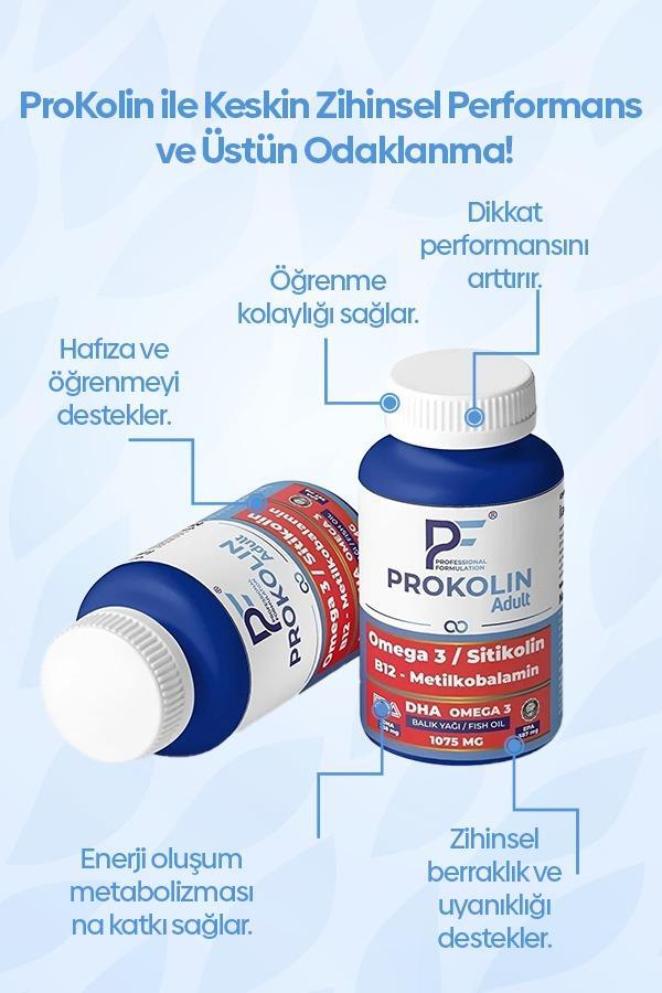 Sınav Paketi Sitikolin B12 ve Omega 3 Balık Yağı Avantajlı Paket Profocus ve Prokolin - 2