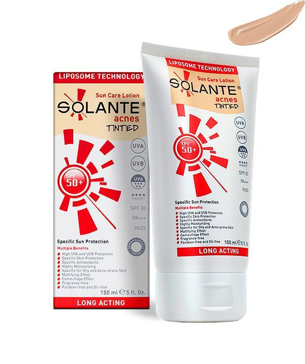 Solante Acnes Tinted Spf 50+ 150 ml Akne Önleyici Renkli Güneş Losyonu - 1