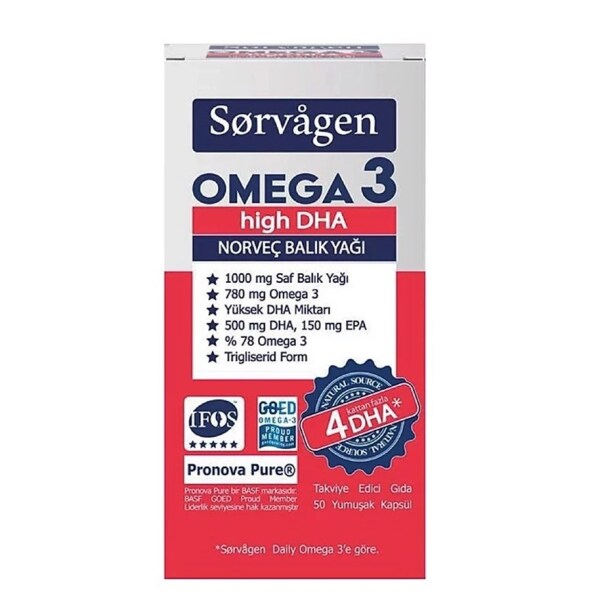 Sorvagen Omega 3 High DHA Norveç Balık Yağı 50 Kapsül - 1