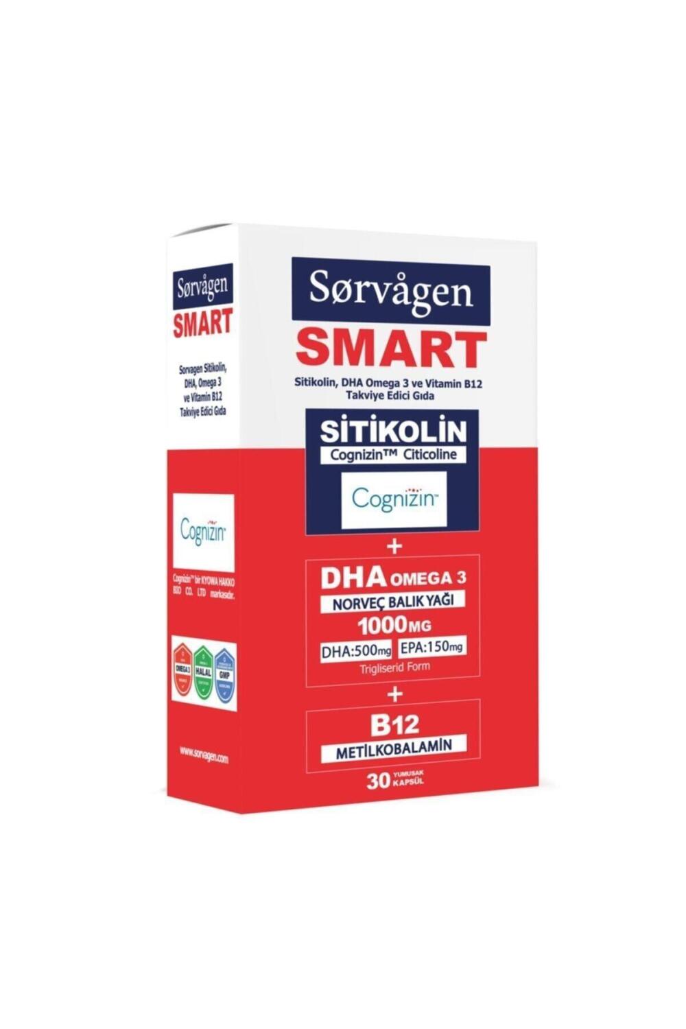 Sorvagen Smart Sitikolin, Dha Omega 3 Norveç Balık Yağı Ve B12 (30 Kapsül) - 1