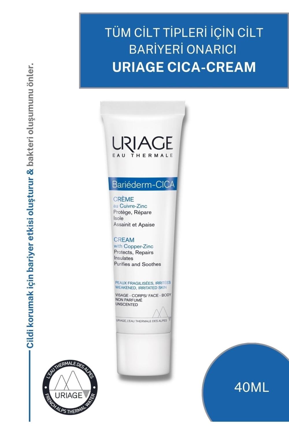 Uriage Bariederm Repairing Cica-Cream 40 ml Cilt Problemlerini Onarıcı Krem - 1