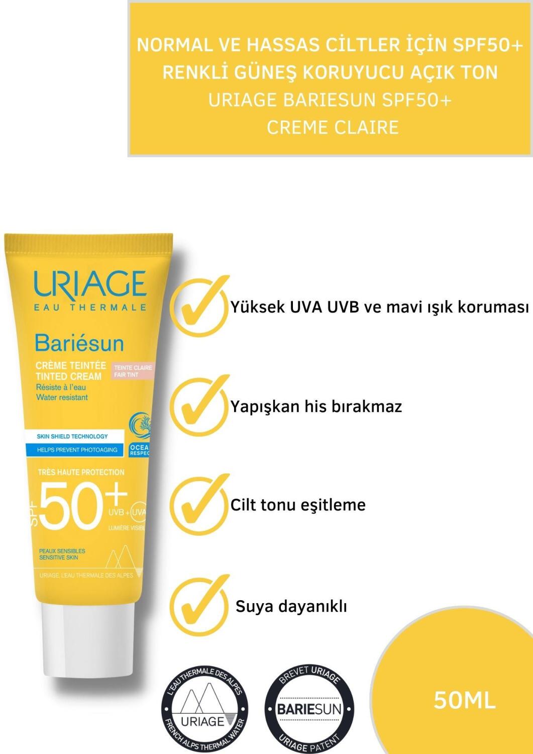 Uriage Bariesun Renkli Güneş Koruyucu SPF50+ 50ml Fair - 2