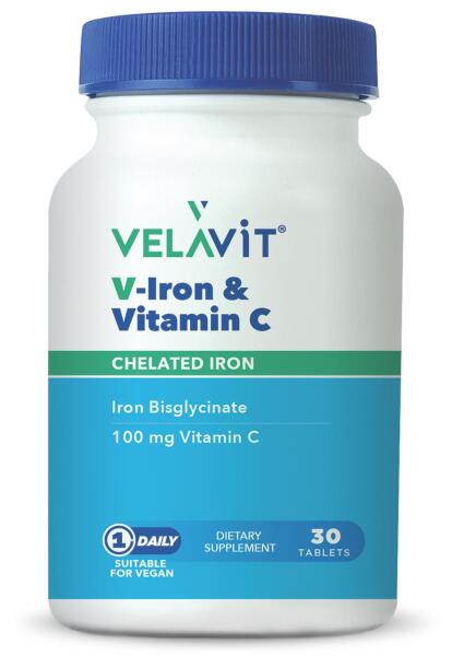 Velavit V-Iron & Vitamin C İçeren Takviye Edici Gıda 30 Tablet - 1