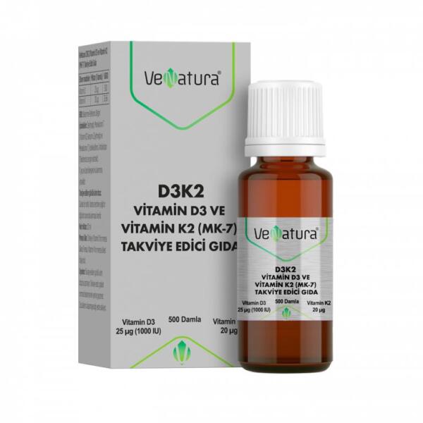 VeNatura Vitamin D3K2 Menaq 20 ml Menaquinon 7 Damla 20 ml - 2