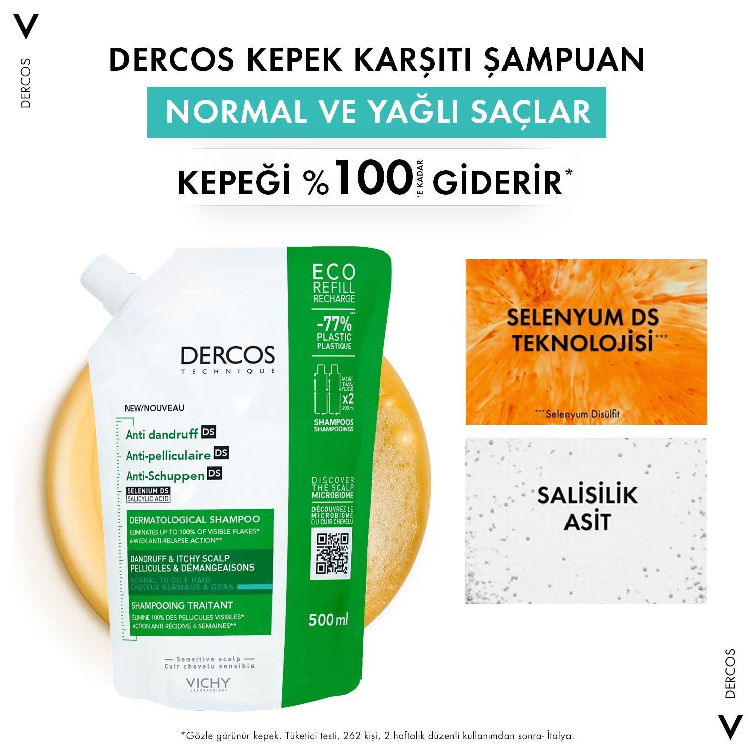 Vichy Anti Dandruff Kepek Karşıtı Şampuan Normal ve Yağlı Saçlar 500 ml Refill - 2