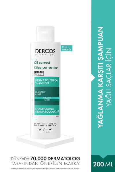 Vichy Dercos Oil Correct Aşırı Yağlanma Karşıtı Şampuan 200 ml - 1