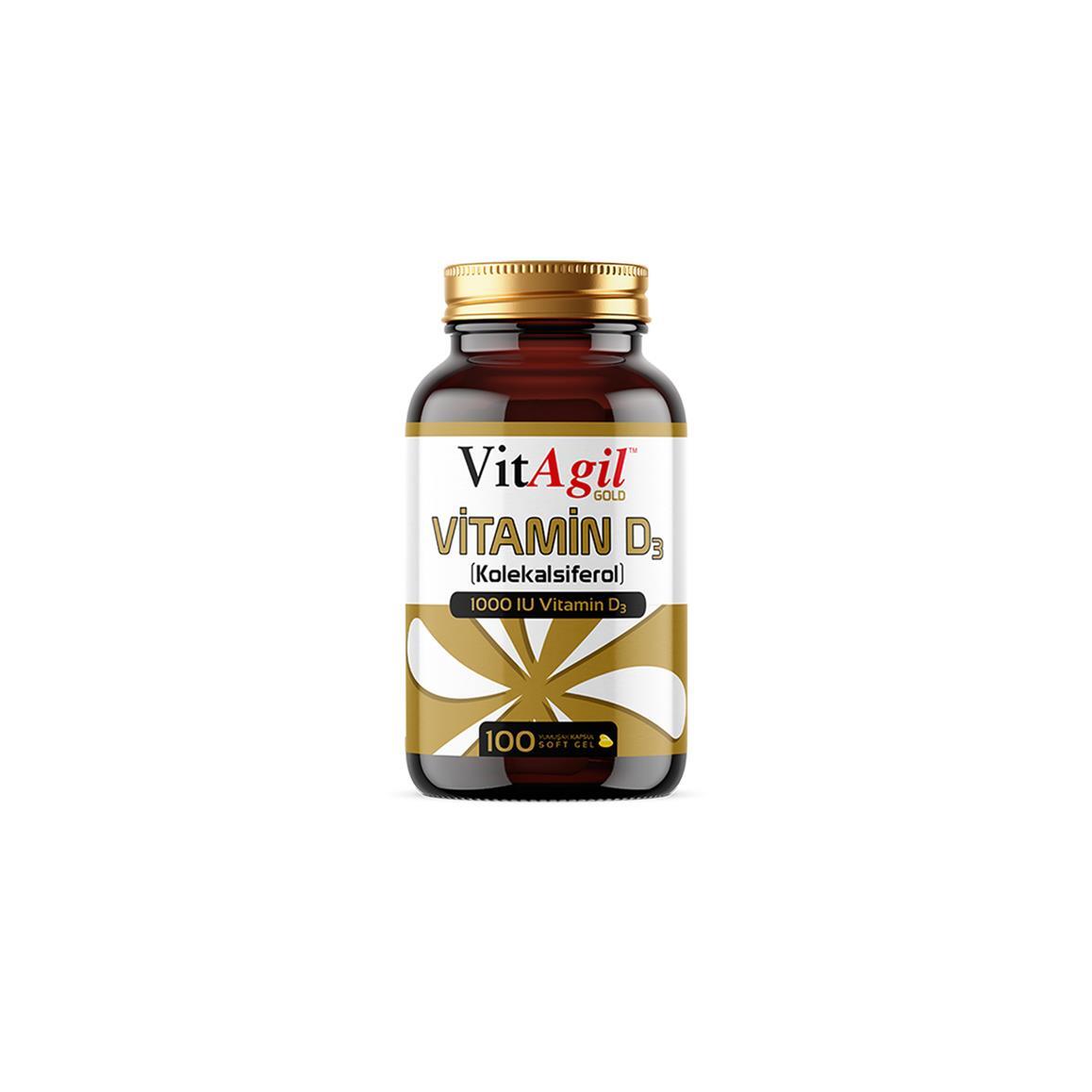 VitAgil Gold Vitamin D3 1000 IU 100 Kapsül - 1