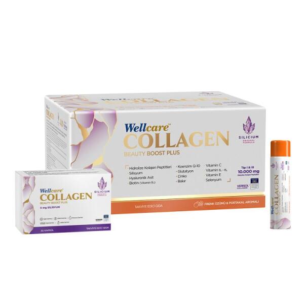 Wellcare Collagen Beauty Plus 10000 mg Frenk Üzümü & Portakal Likit 30 Tüp x 40 ml +30 Kapsül - 1