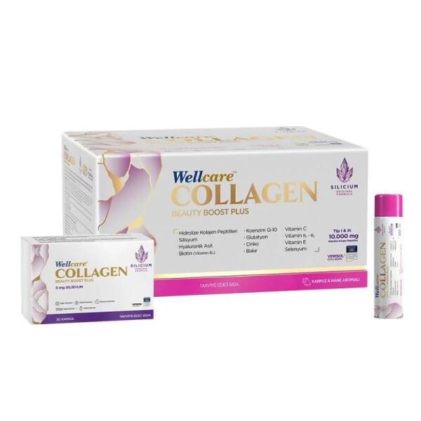 Wellcare Collagen Beauty Plus 10000 mg Karpuz & Nane Aromalı Likit Form 30 Tüp x 4 0ml + 30 Kapsül - 1