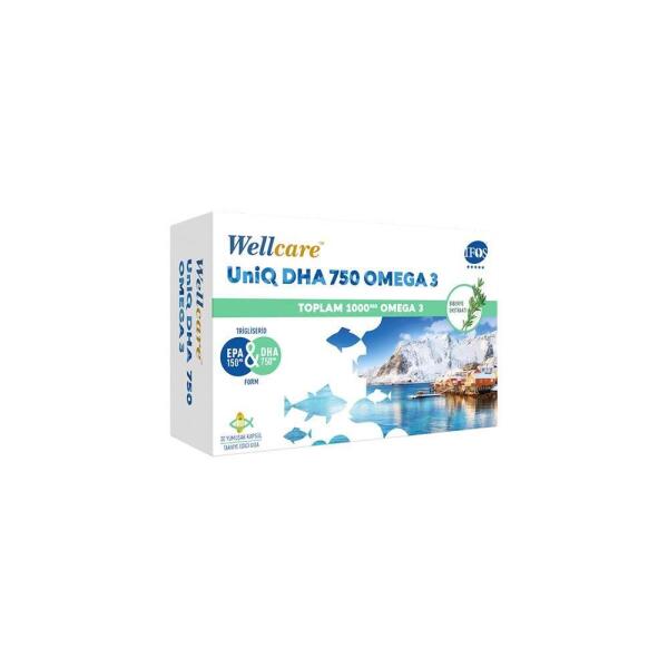 Wellcare UniQ DHA 750 Omega 3 Balık Yağı 30 Kapsül - 1