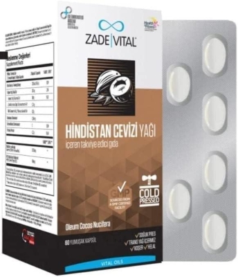 Zade Vital Hindistan Cevizi Yağı Blister 60 Bitkisel Kapsül - 1