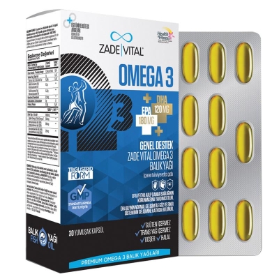 Zade Vital Premium Omega 3 Balık Yağı Genel Destek 30 Kapsül - 1